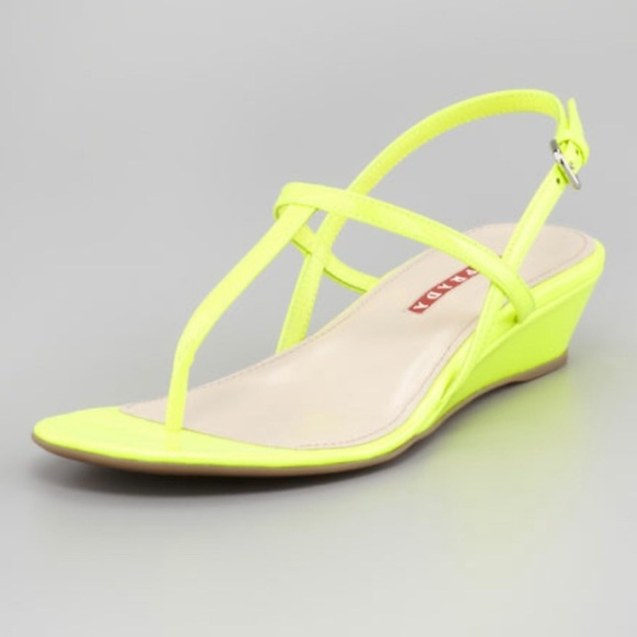 Prada Patent Leather Halter Demi Wedge Sandals - Picture 12 of 13